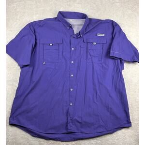 Columbia Shirt Men 4XT Purple PFG Performance Fishing Vented Short Sleeve